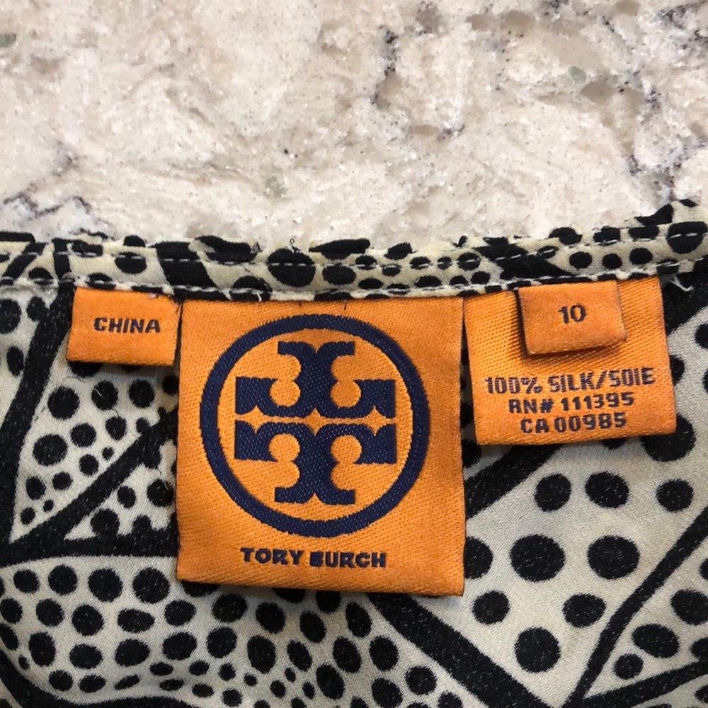 Leaf Patterned Tory Burch Silk Ruffled Blouse - image 2